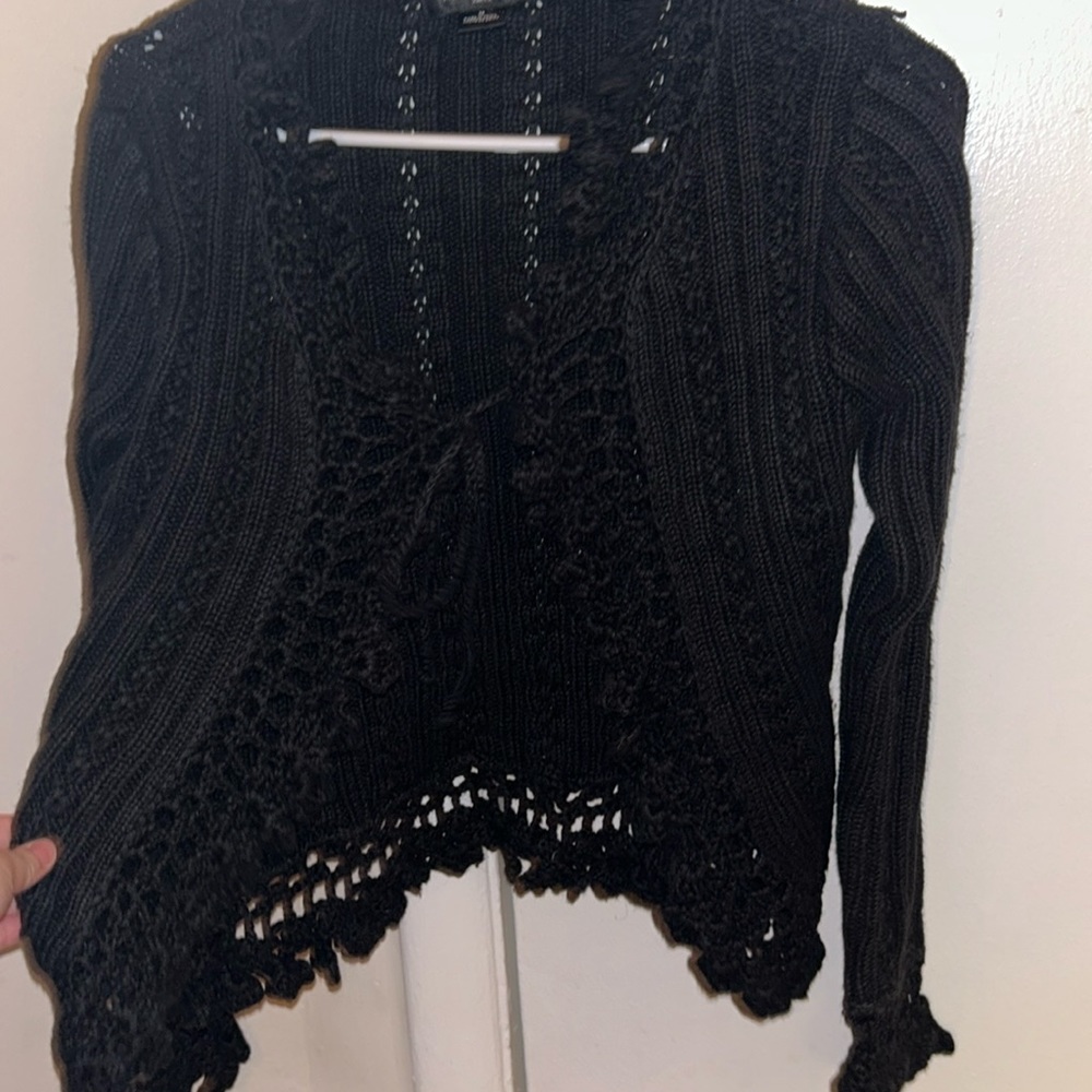 Front tie 2000s black cardigan
